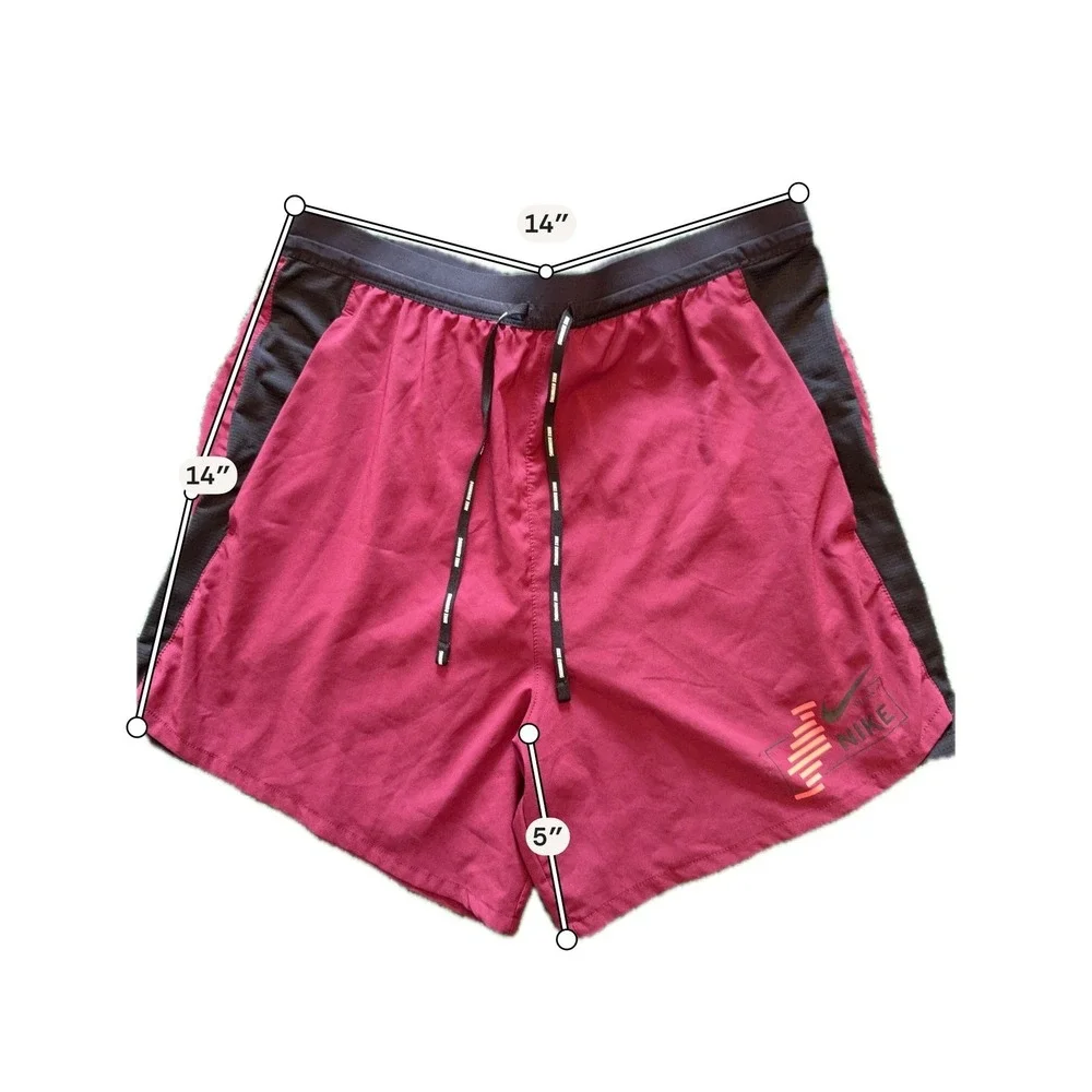 Nike Running Shorts Mens Medium Burgundy Excellent 5 Inch Inseam Athletic Gym
